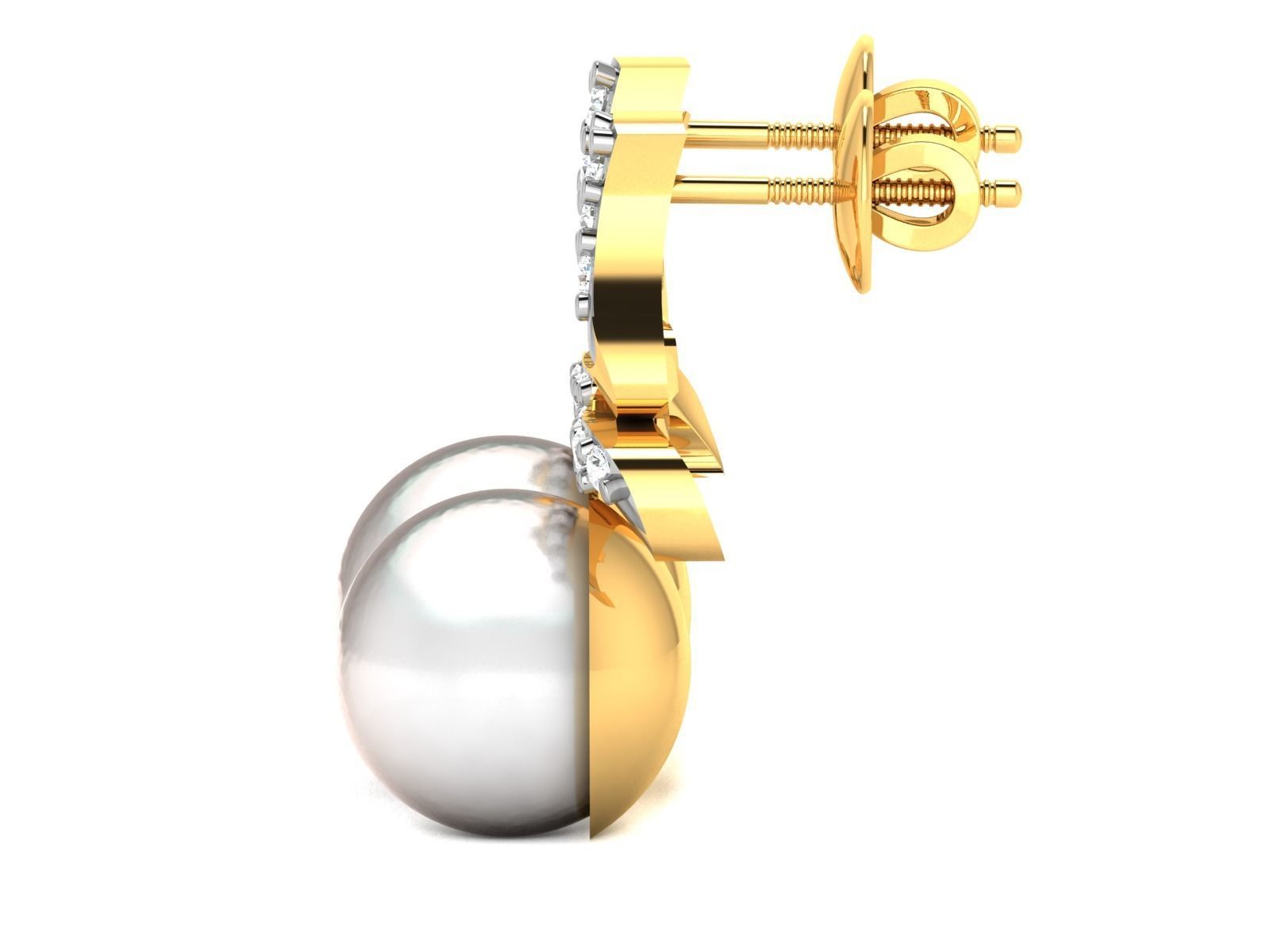 Solitaire Opal Stone Earring 3D print model_7