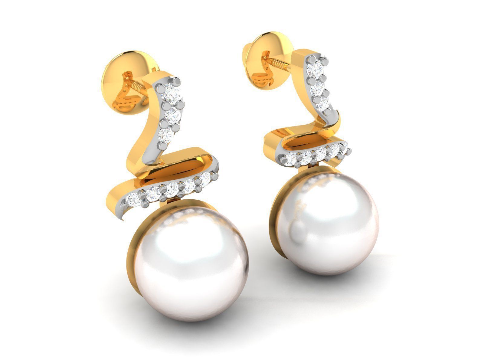 Solitaire Opal Stone Earring 3D print model_2