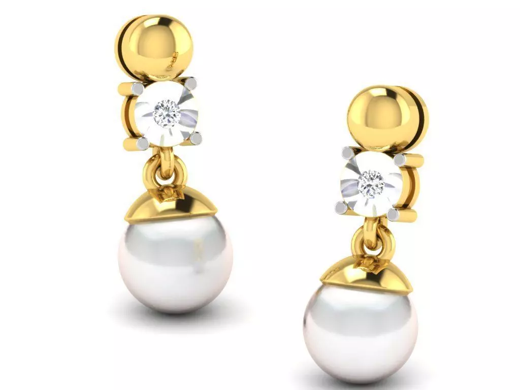 Solitaire Opal Stone Earring 3D print model