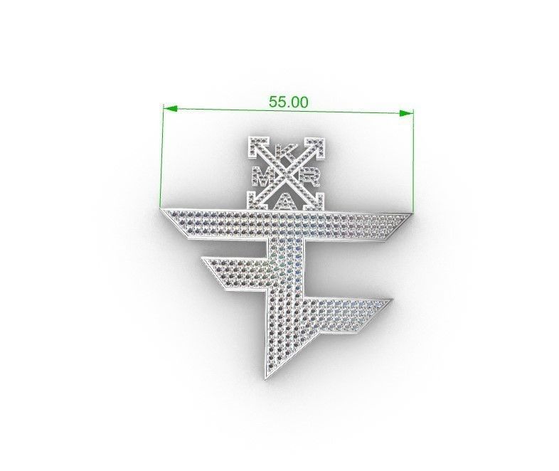 Pendant-2105 diamond pendant with letter f 3D print model_1