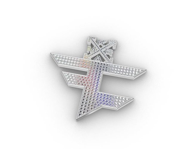 Pendant-2105 diamond pendant with letter f 3D print model