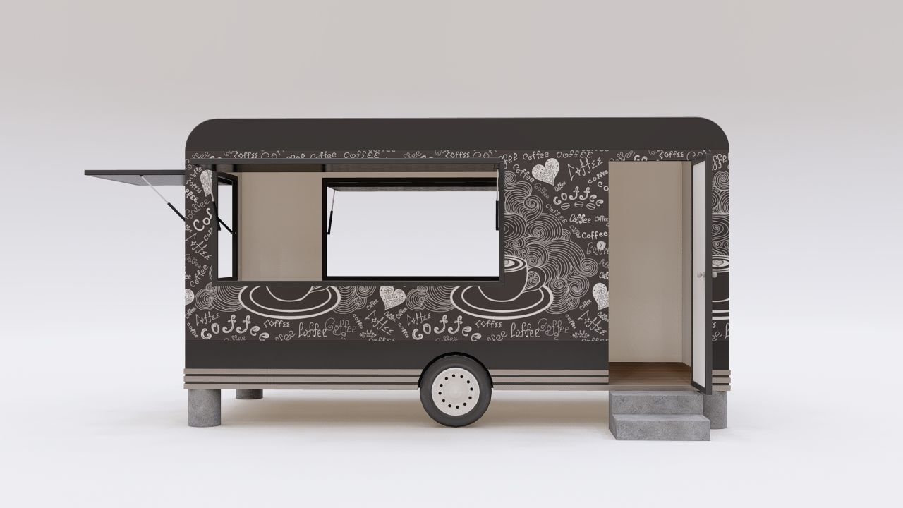 Truck Shaped Booth Food Stall 3D model_4