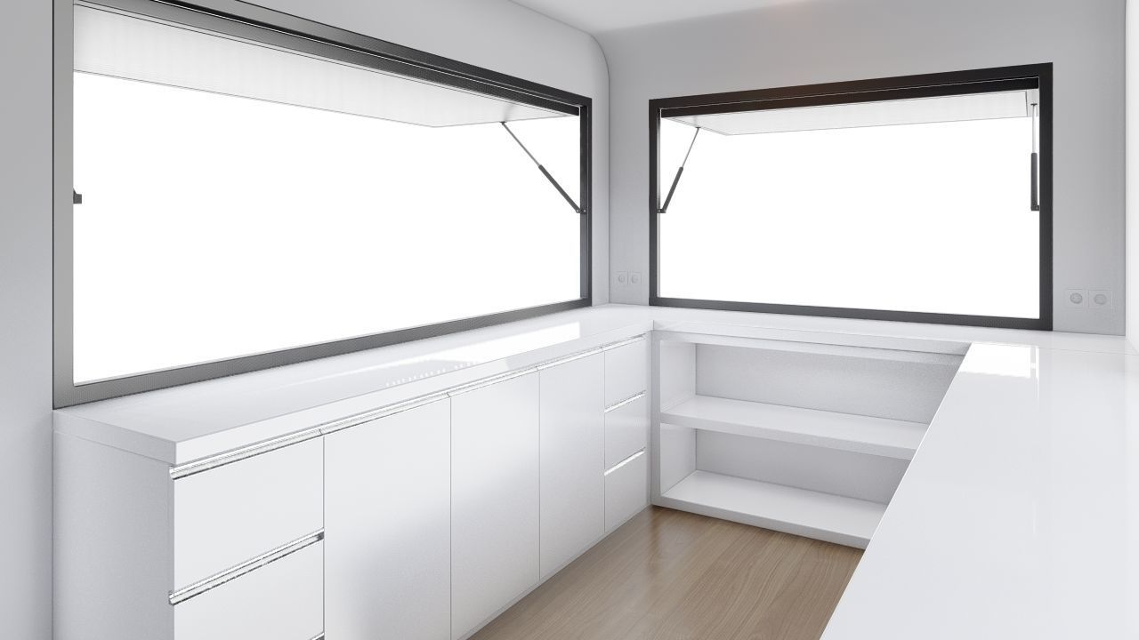 Truck Shaped Booth Food Stall 3D model_6