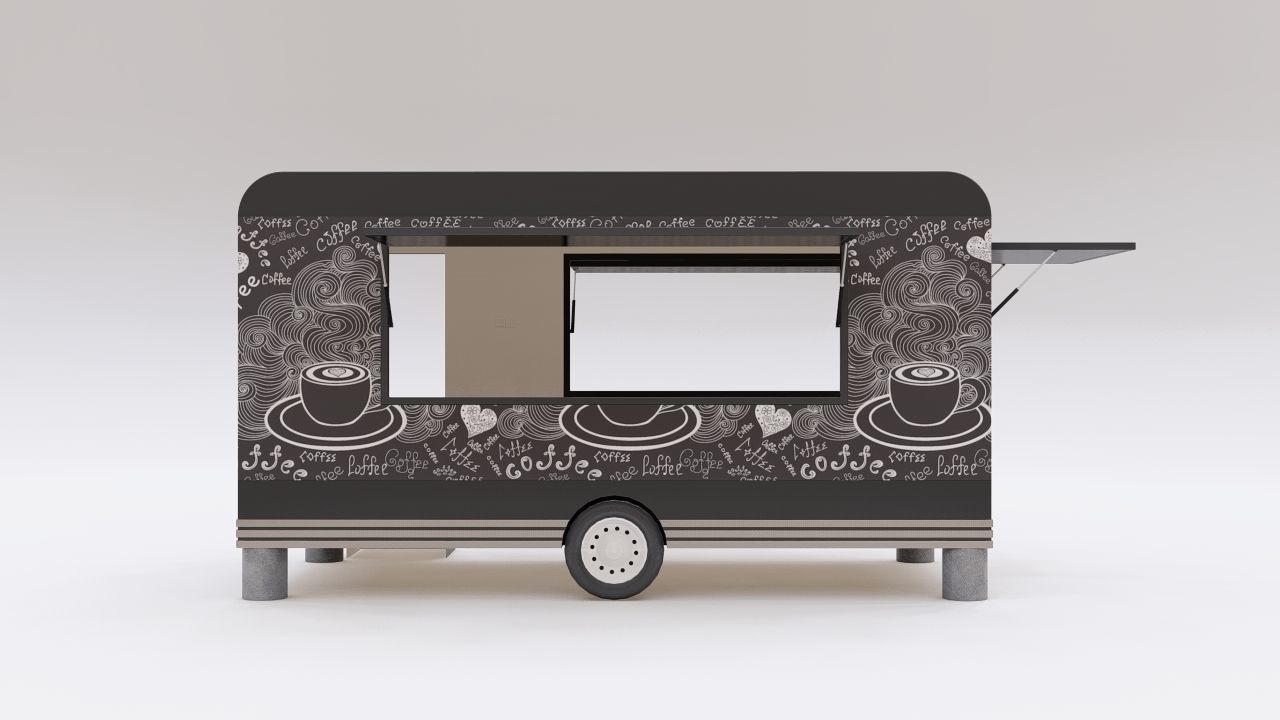 Truck Shaped Booth Food Stall 3D model_3
