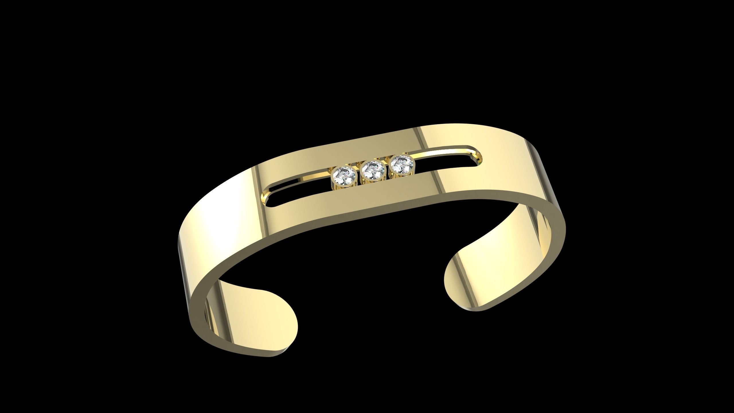 Moving Diamonds Bracelet 3D print model_3