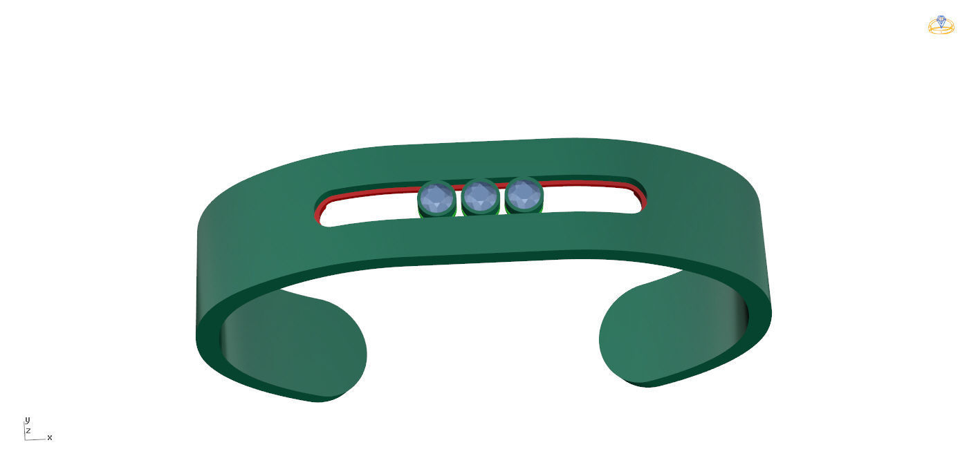 Moving Diamonds Bracelet 3D print model_30