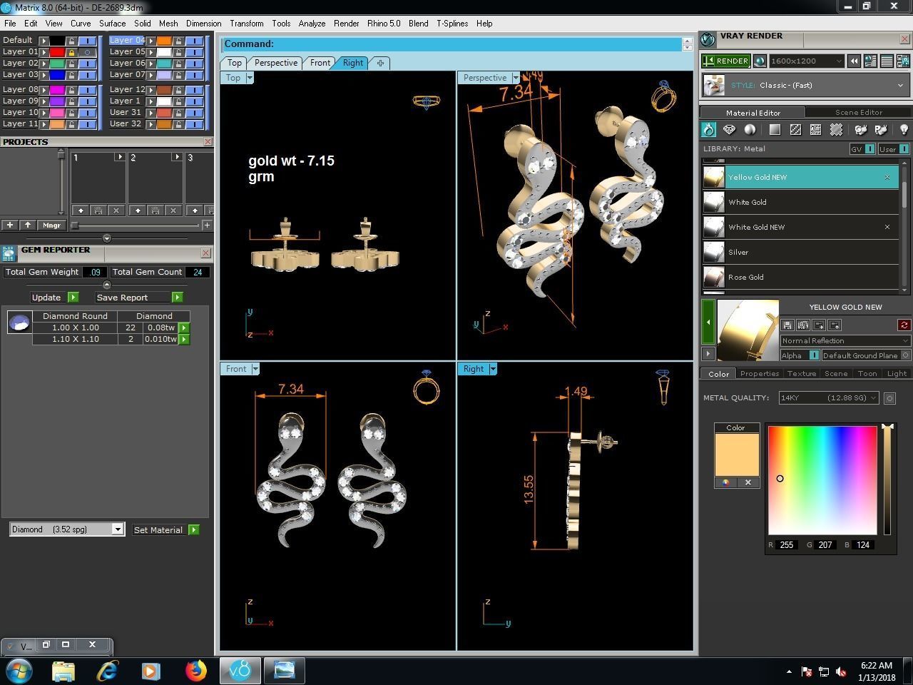 Solitaire Earring 3D print model_6