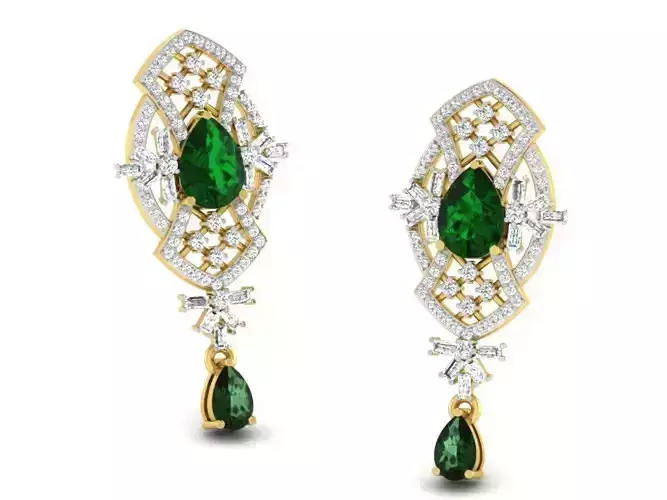 Solitaire Women Oval Stone Earring 3D print model