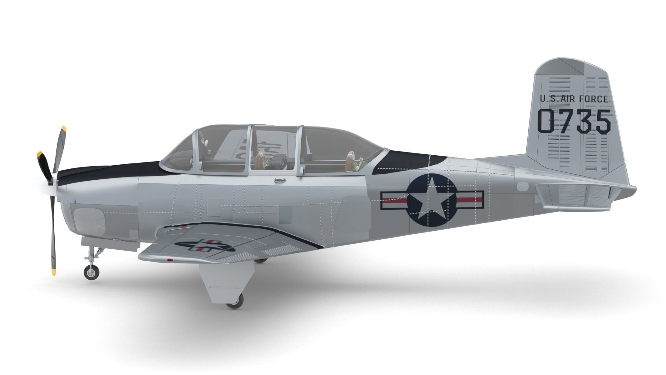 Beechcraft T-34 Mentor 3D model_5