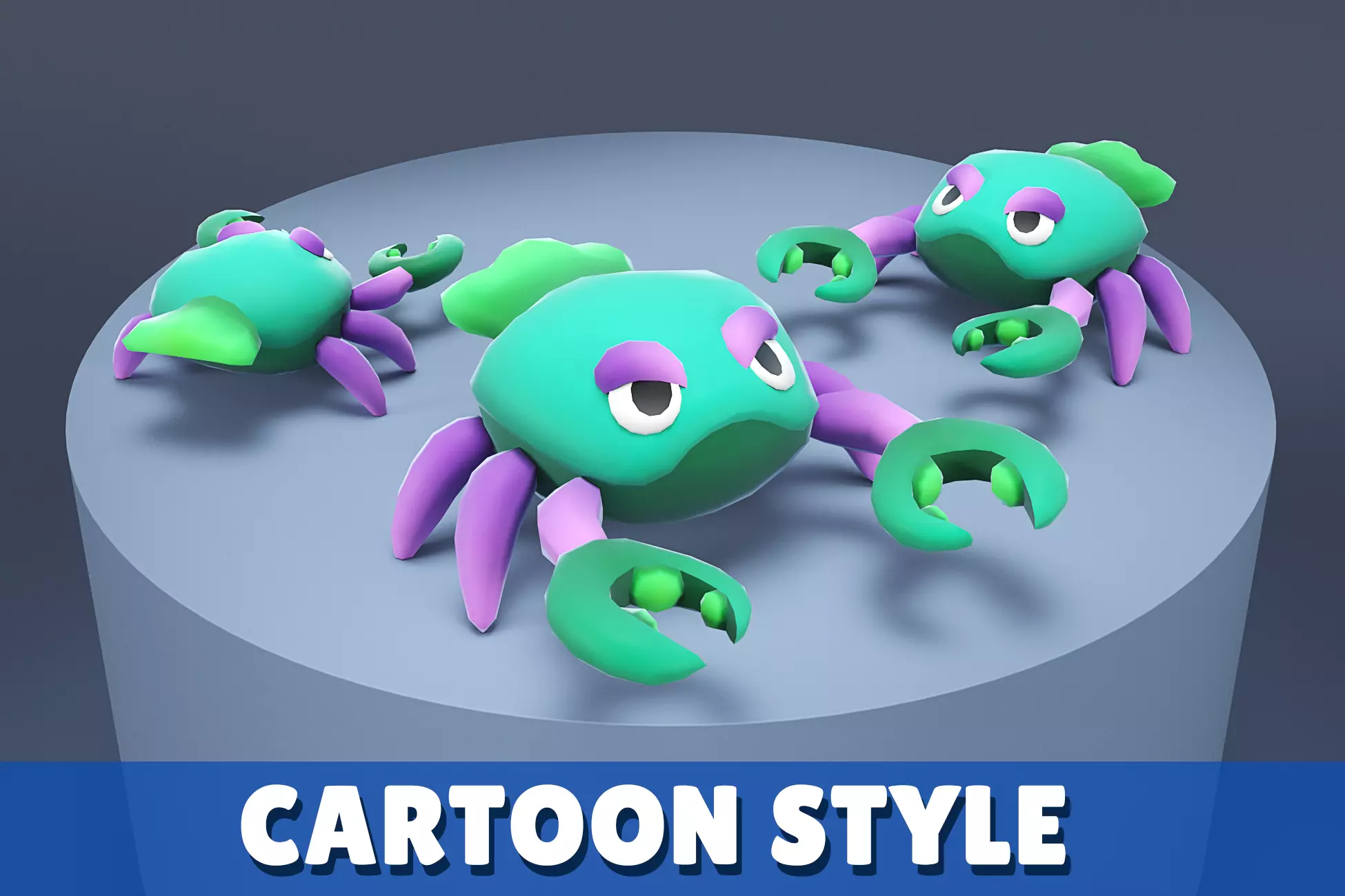 Cartoon Characters - Small Crab Warrior Low-poly 3D model