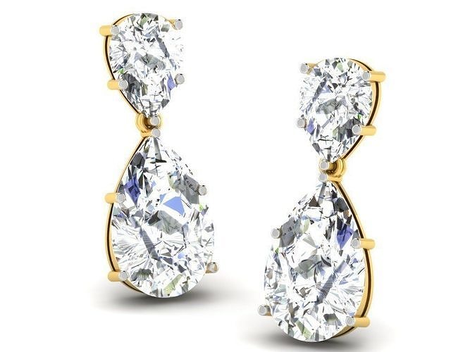 Solitaire Women Pear Stone Earring 3D print model