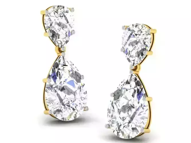 Solitaire Women Pear Stone Earring