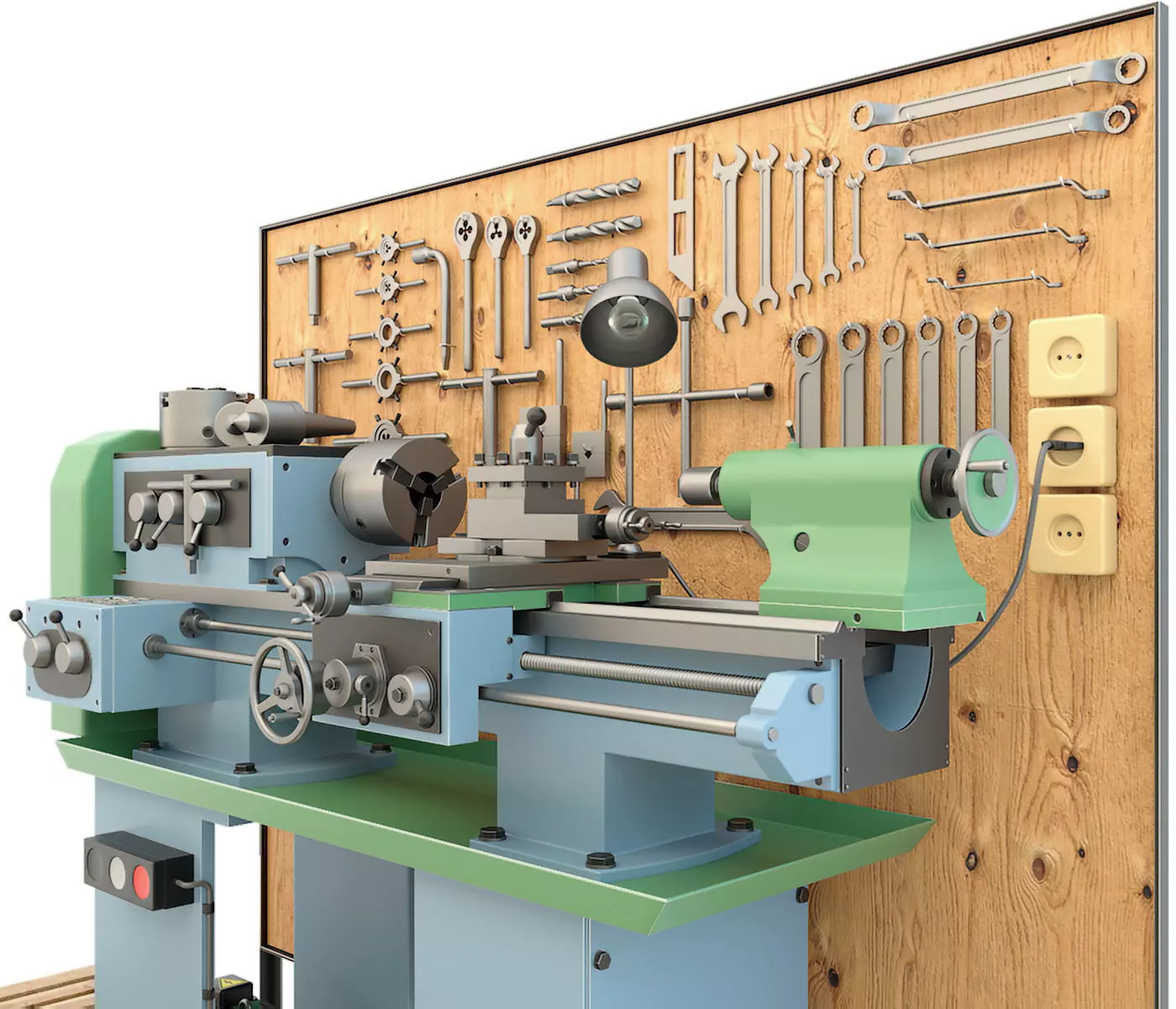 Lathe machine and garage tools 16 Items - Collection 1 3D model_0