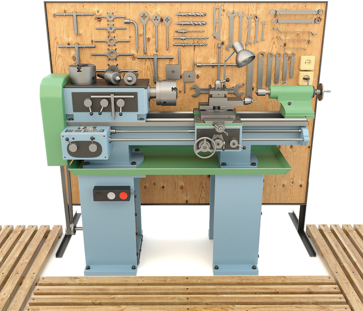 Lathe machine and garage tools 16 Items - Collection 1 3D model_5