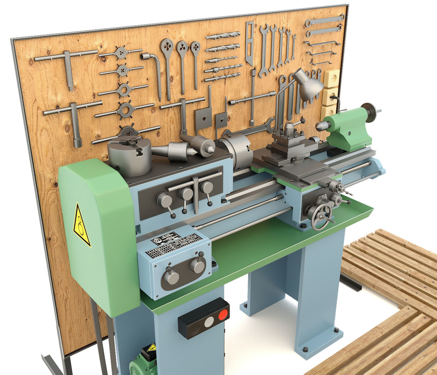 Lathe machine and garage tools 16 Items - Collection 1 3D model_2