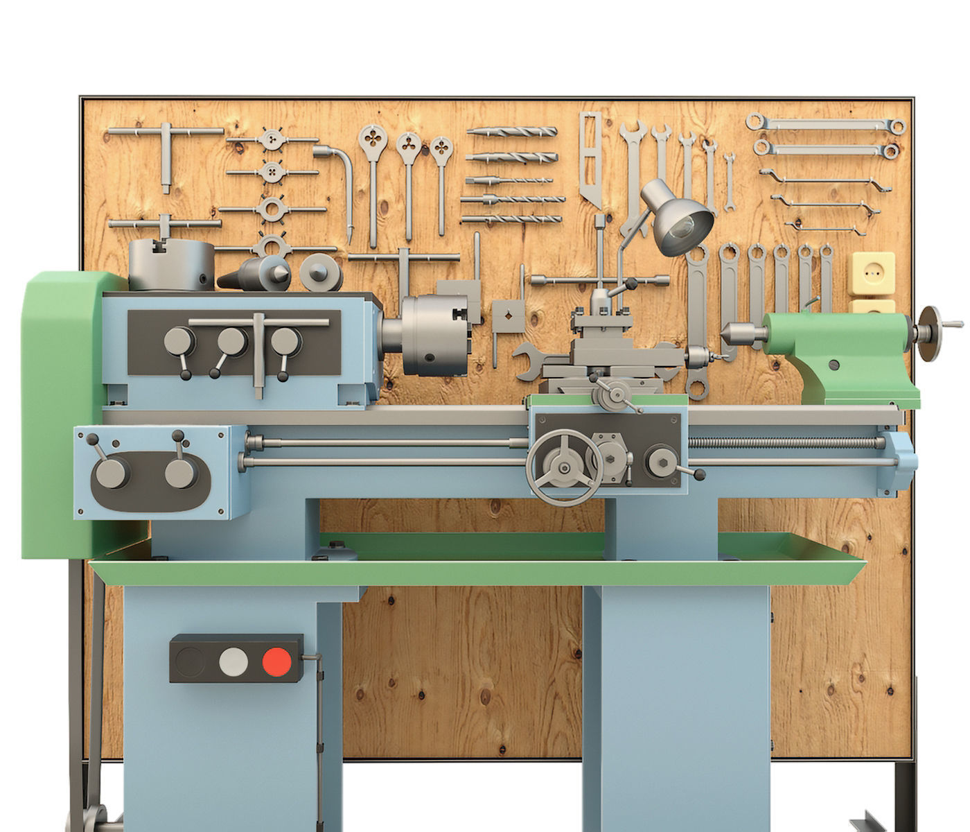 Lathe machine and garage tools 16 Items - Collection 1 3D model_4