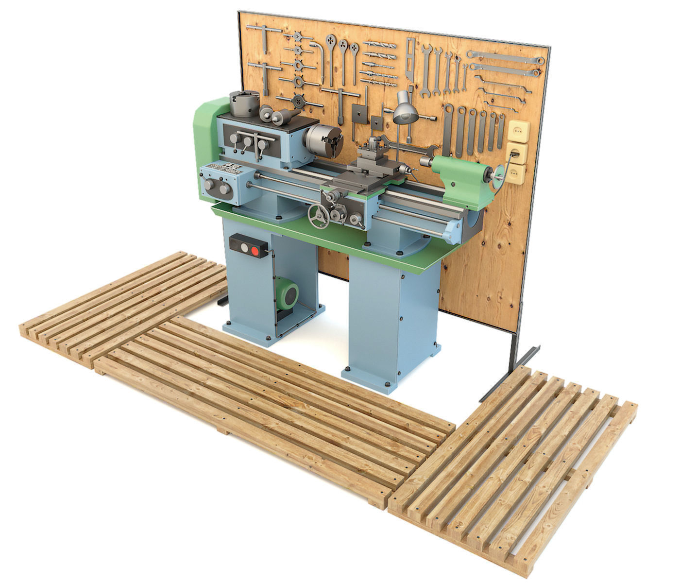 Lathe machine and garage tools 16 Items - Collection 1 3D model_6