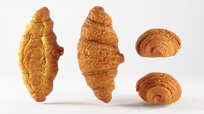 Croissant 01  Low-poly 3D model 2