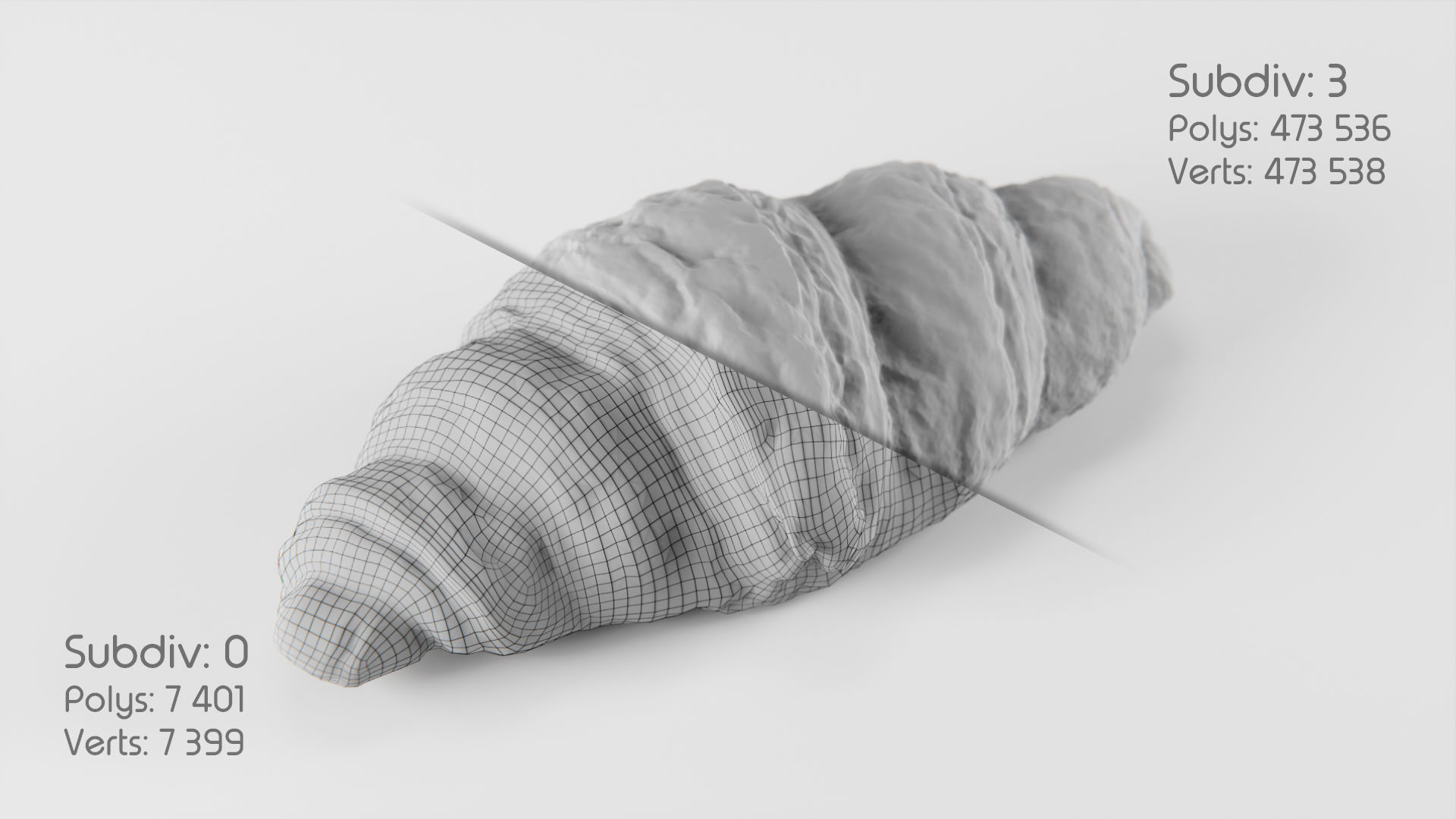 Croissant 01  Low-poly 3D model_3