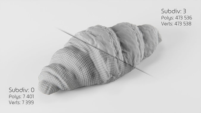 Croissant 01  Low-poly 3D model 4