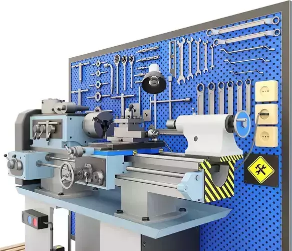 Lathe machine workbench workshop Industrial garage tools 3D model