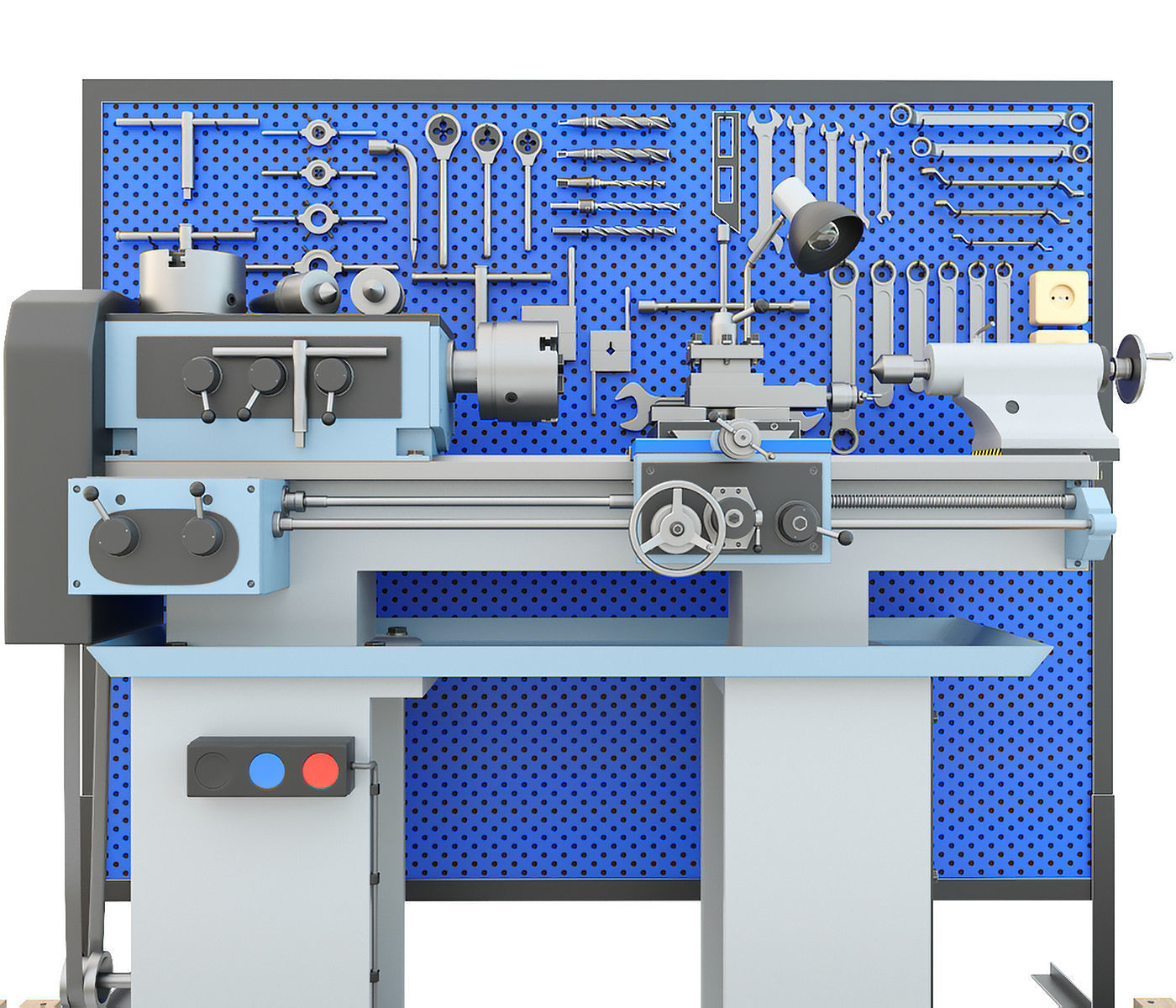 Lathe machine workbench workshop Industrial garage tools 3D model_5