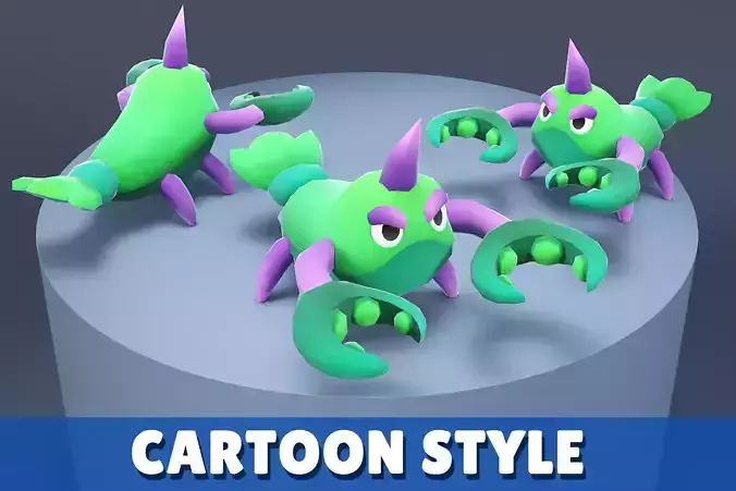 Cartoon Characters - Medium Crab Warrior Low-poly 3D model