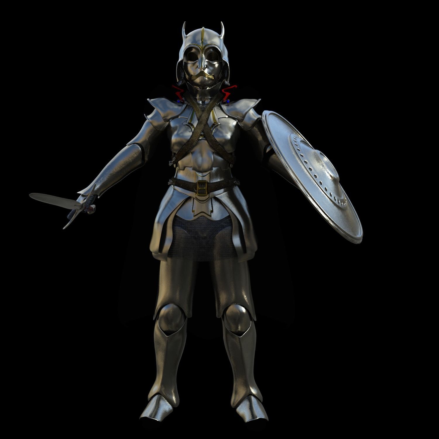 Standard Female Plate Armour with Sword and Shield 3D model | CGTrader