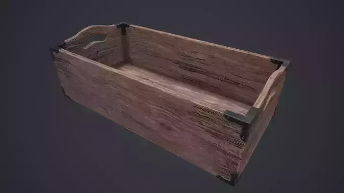 Old Wooden Crate Low Poly PBR