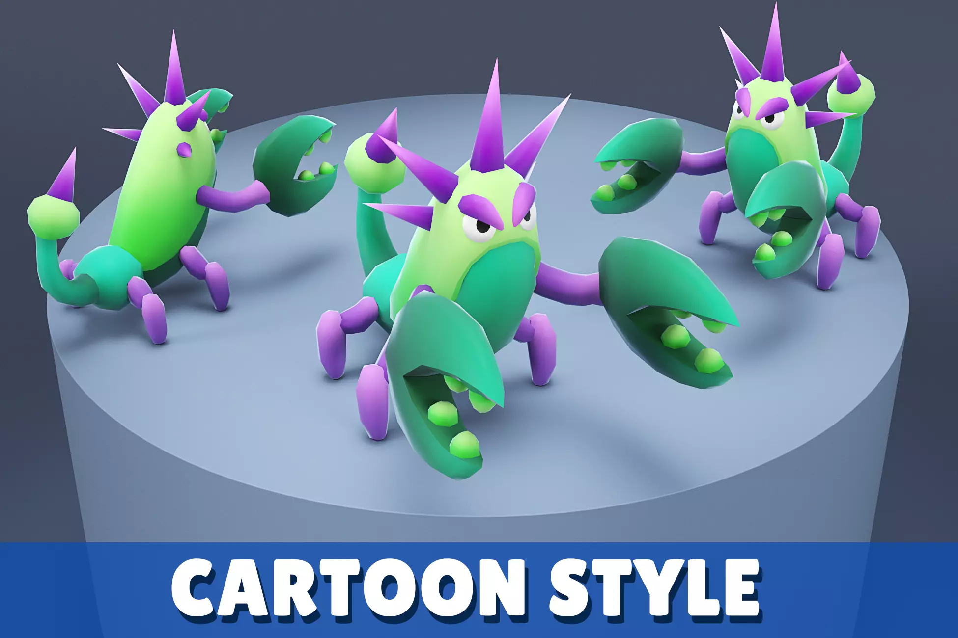 Cartoon Characters - Big Crab Warrior Low-poly 3D model