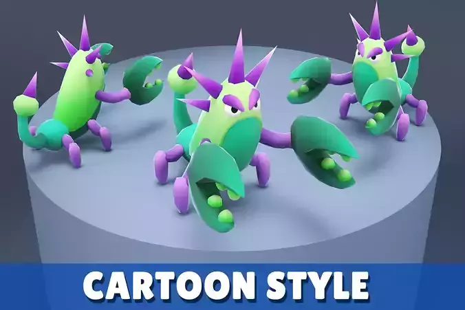 Cartoon Characters - Big Crab Warrior Low-poly 3D model