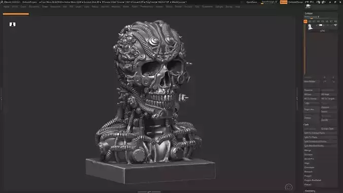 skull robot bust 07 3d print model