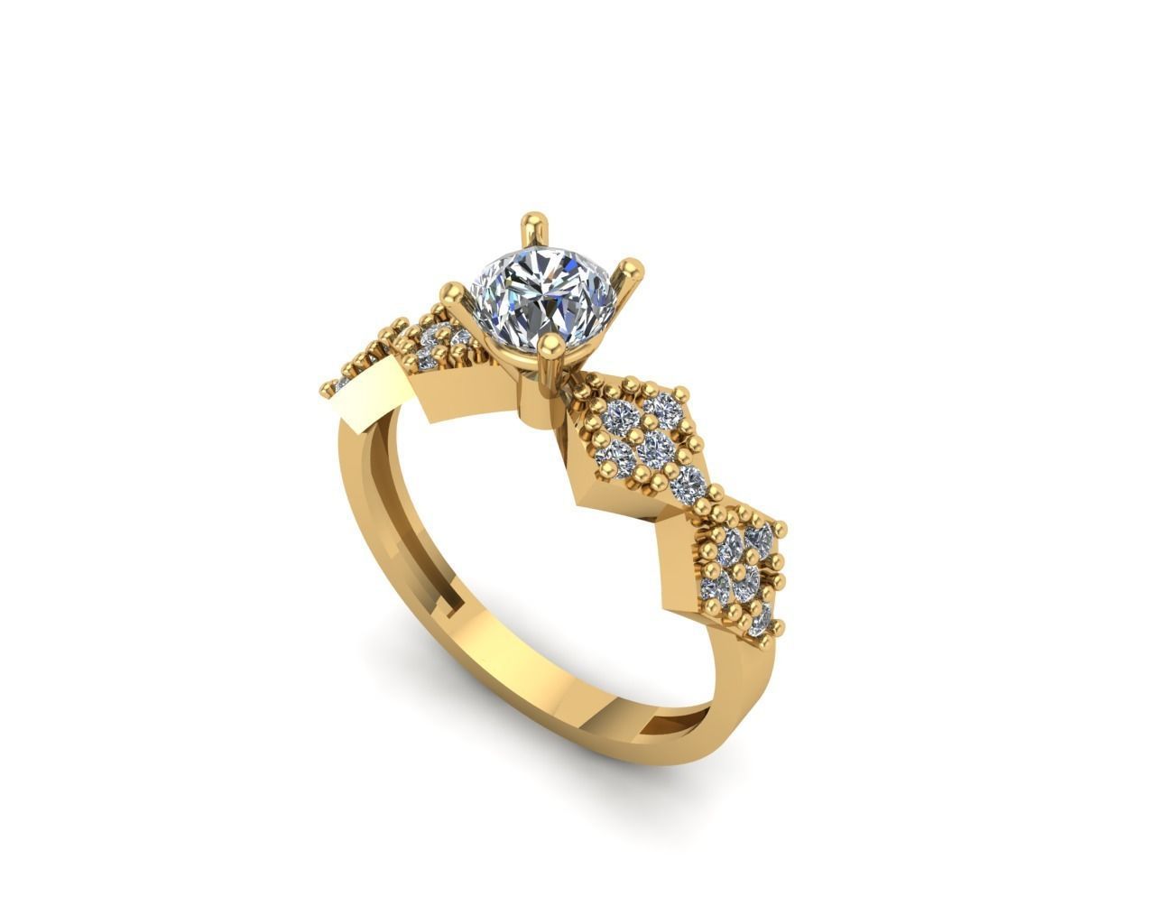 Solitaire ring 3D print model_9