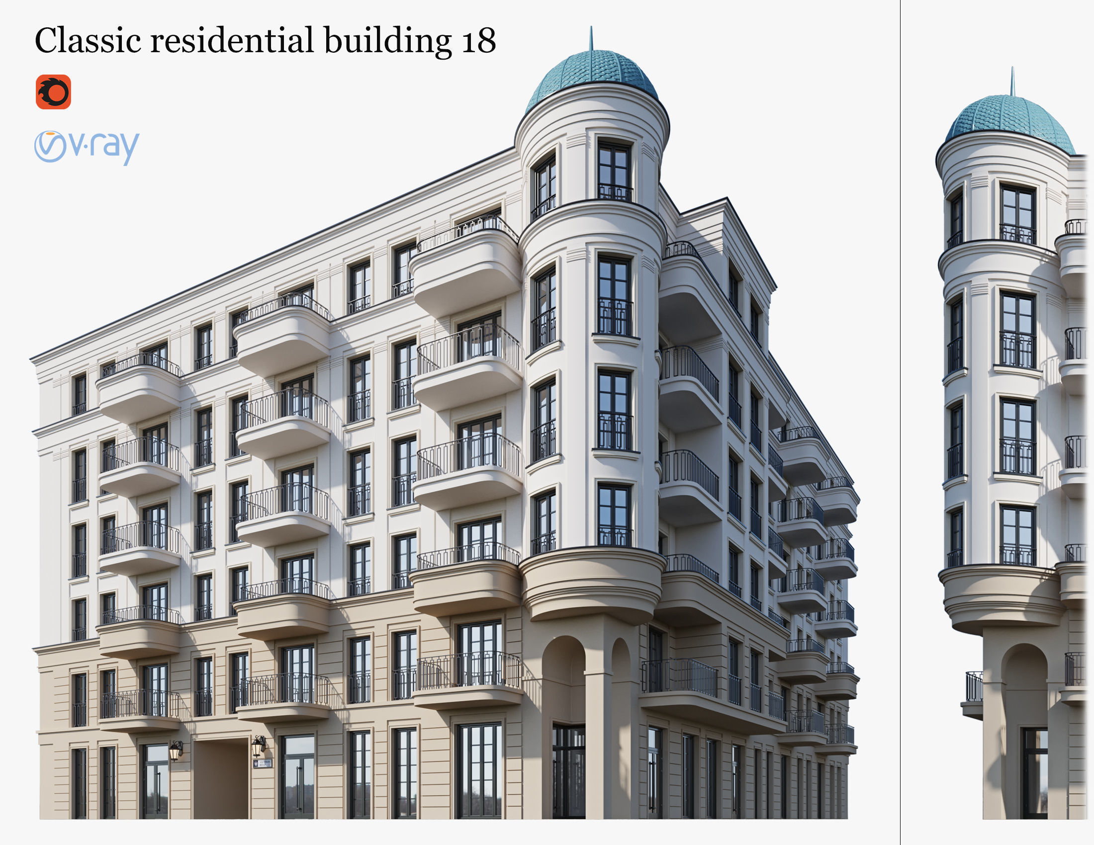 Residential and commercial buildings set - 3 3D Model Collection_25