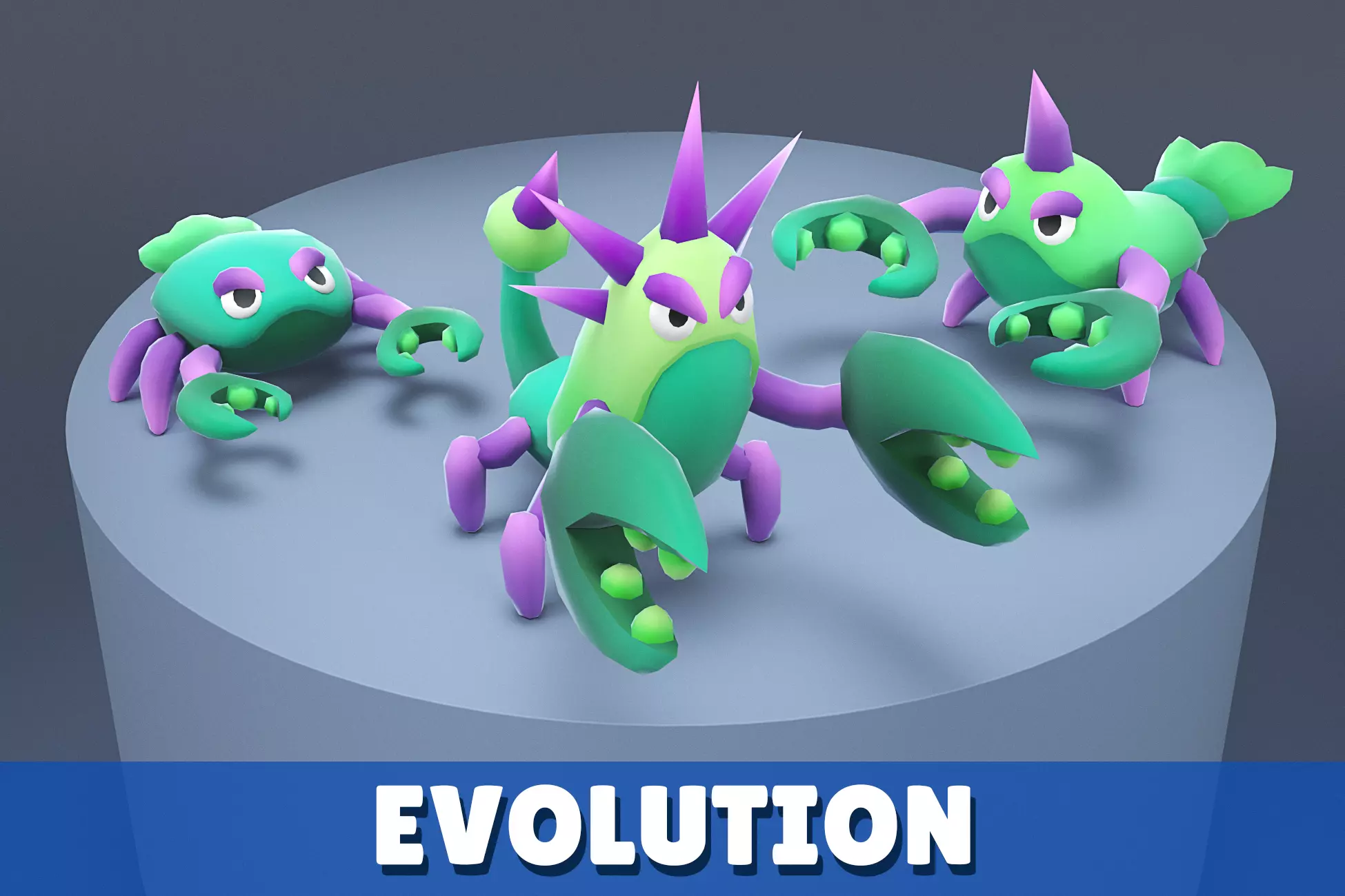 Cartoon Characters - Evolution Crab Warriors Low-poly 3D model_0