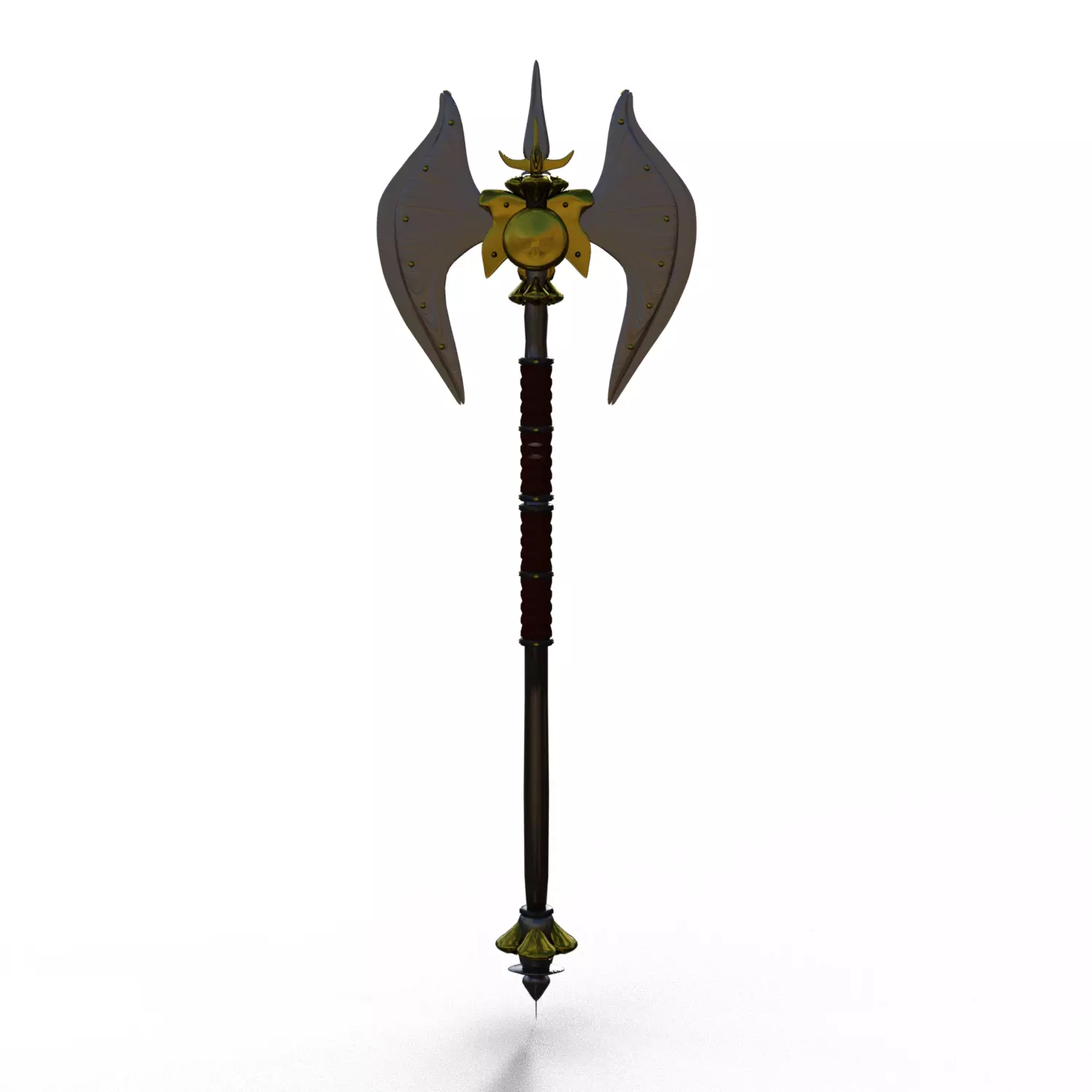 Skull battleaxe 3D model_0