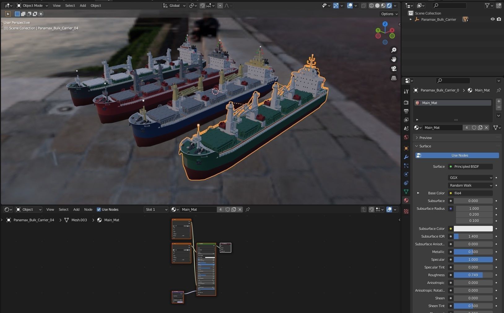Panamax Bulk Carrier lowpoly Low-poly 3D model_8