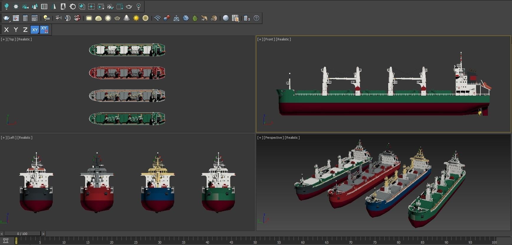 Panamax Bulk Carrier lowpoly Low-poly 3D model_10