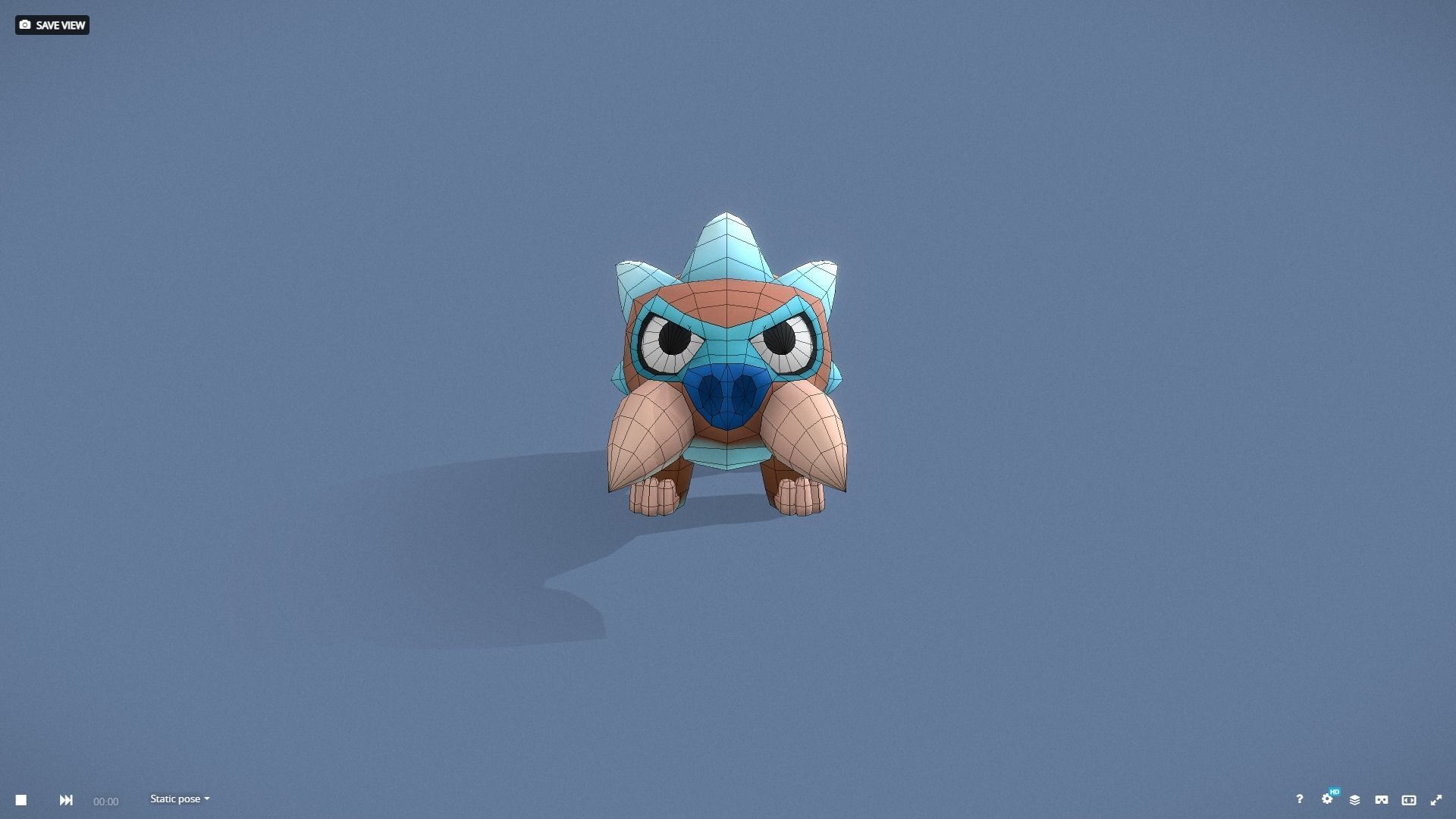 Cartoon Characters - Small Mamooth Warrior Low-poly 3D model_9