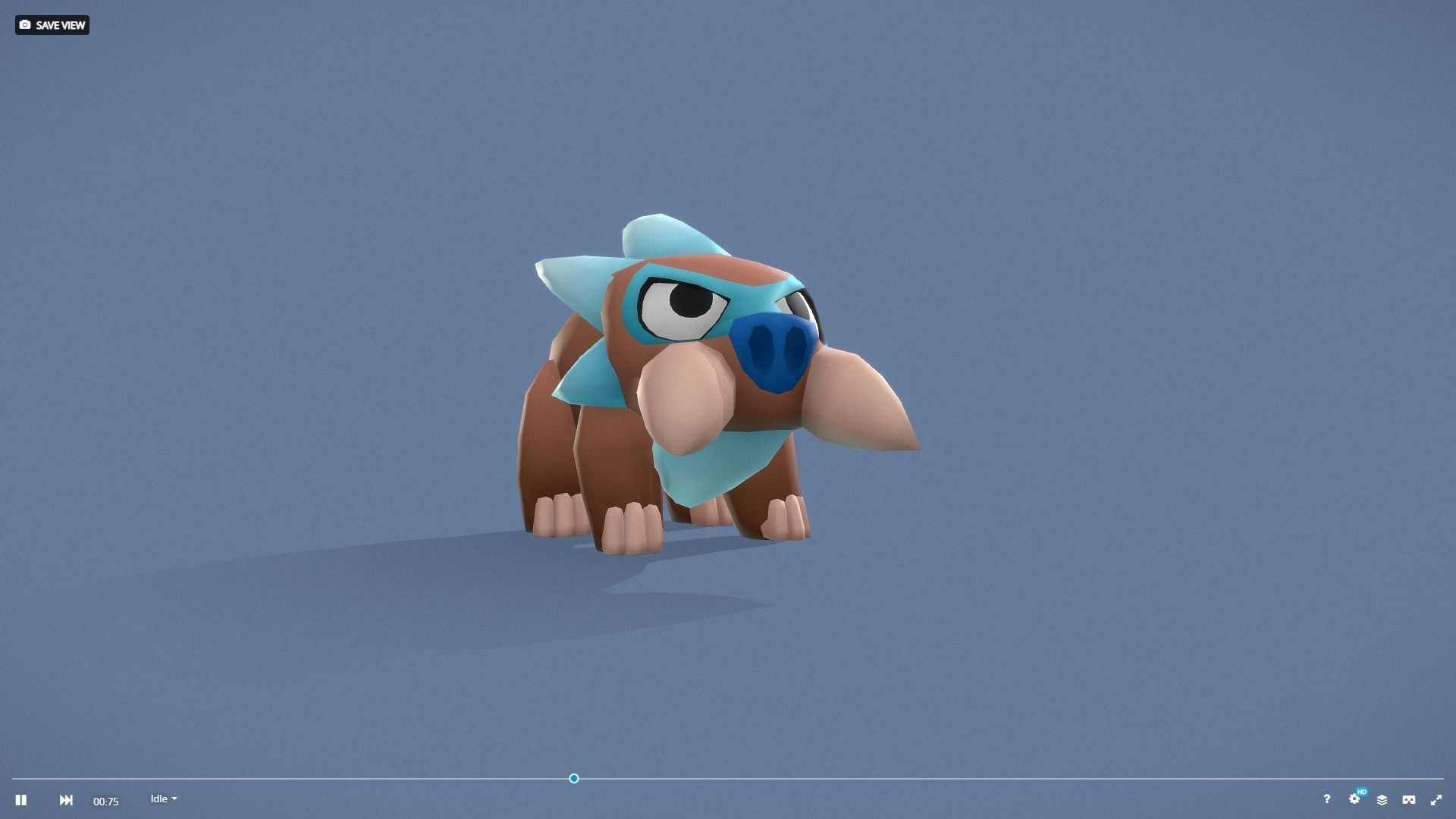 Cartoon Characters - Small Mamooth Warrior Low-poly 3D model_23