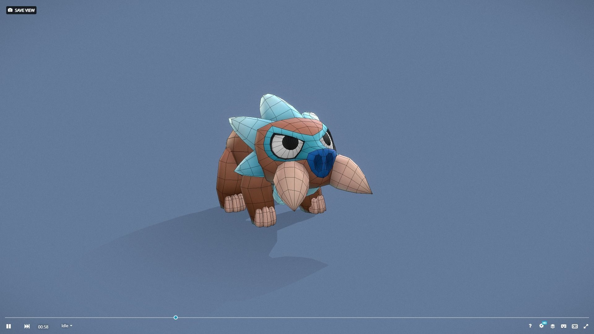 Cartoon Characters - Small Mamooth Warrior Low-poly 3D model_17