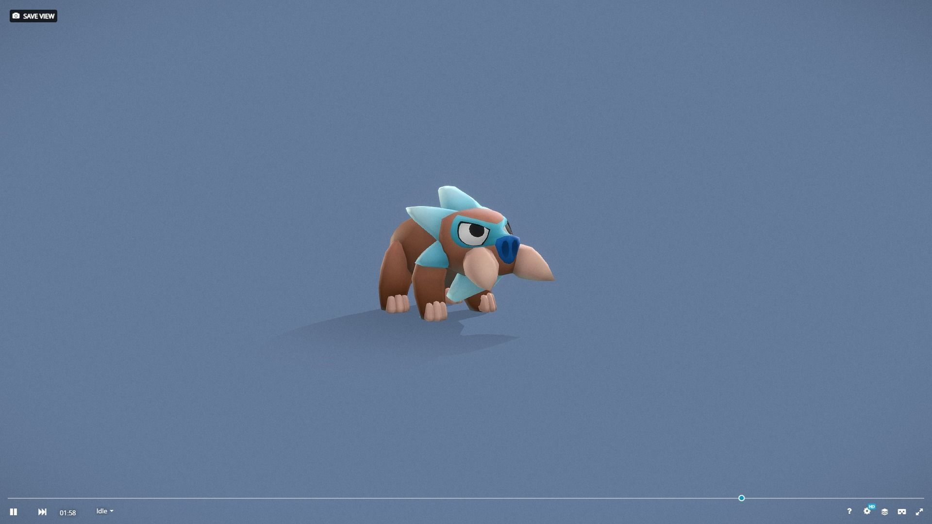 Cartoon Characters - Small Mamooth Warrior Low-poly 3D model_13