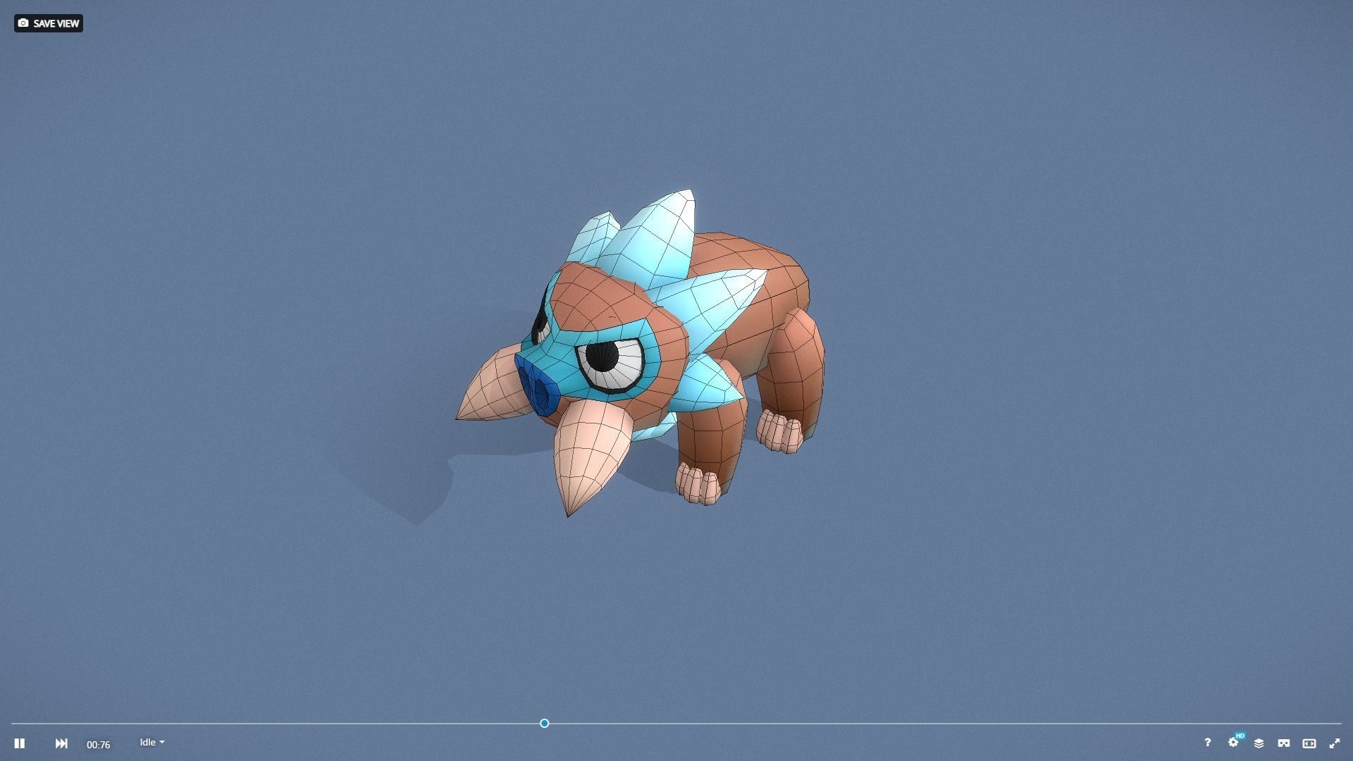 Cartoon Characters - Small Mamooth Warrior Low-poly 3D model_16