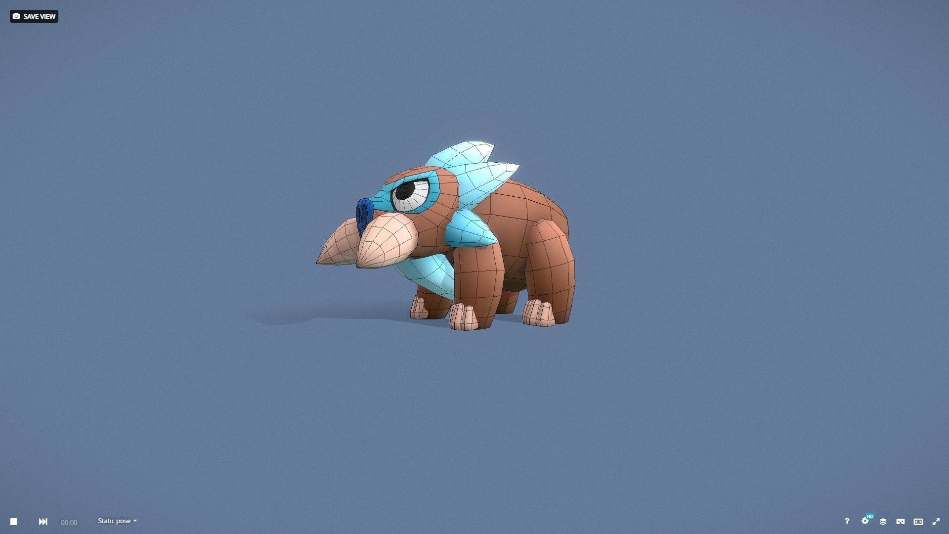 Cartoon Characters - Small Mamooth Warrior Low-poly 3D model_3