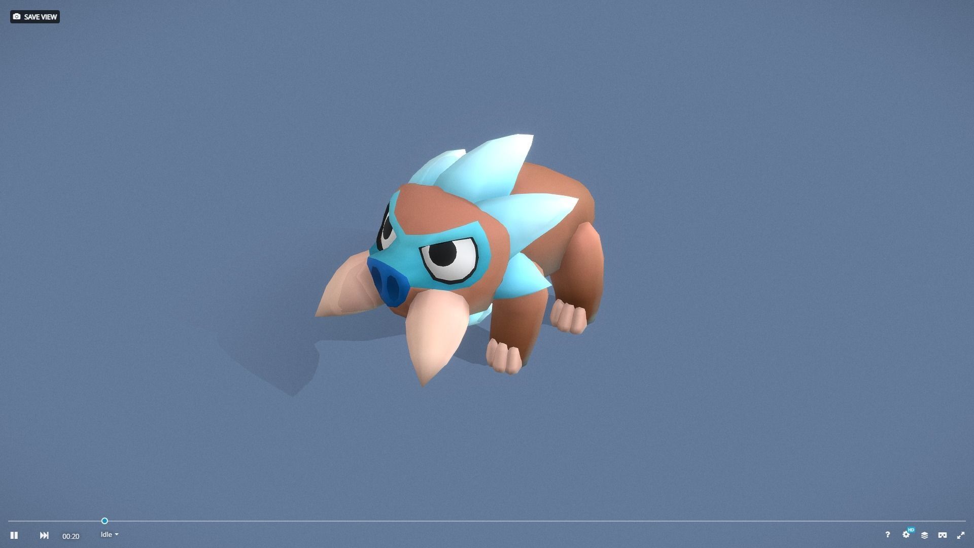 Cartoon Characters - Small Mamooth Warrior Low-poly 3D model_15