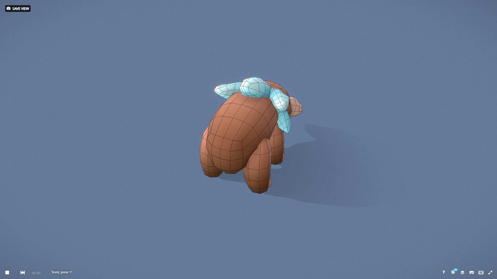 Cartoon Characters - Small Mamooth Warrior Low-poly 3D model_10