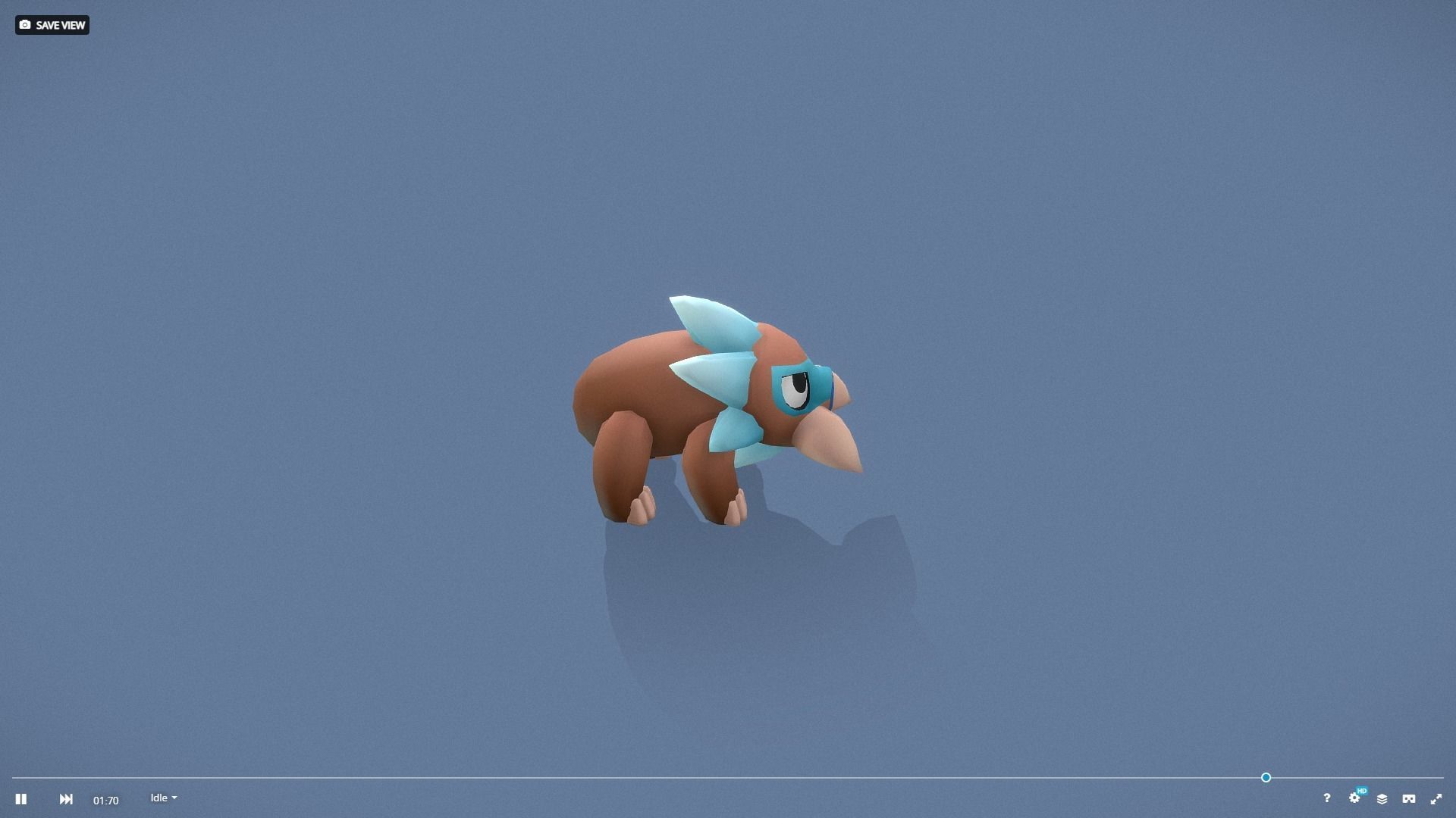 Cartoon Characters - Small Mamooth Warrior Low-poly 3D model_12
