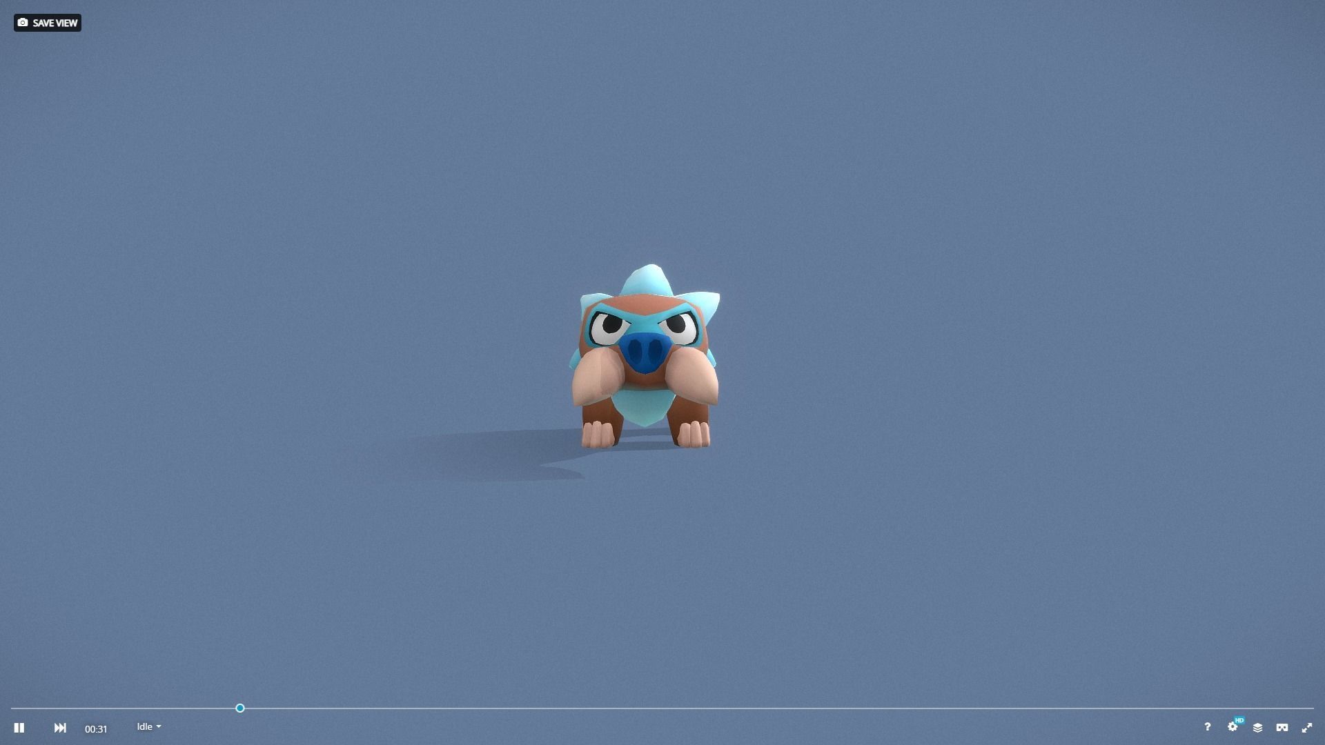 Cartoon Characters - Small Mamooth Warrior Low-poly 3D model_14