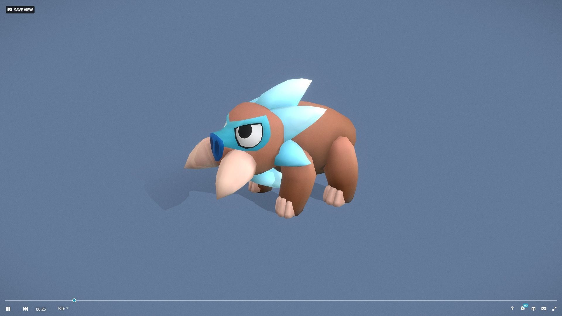 Cartoon Characters - Small Mamooth Warrior Low-poly 3D model_21
