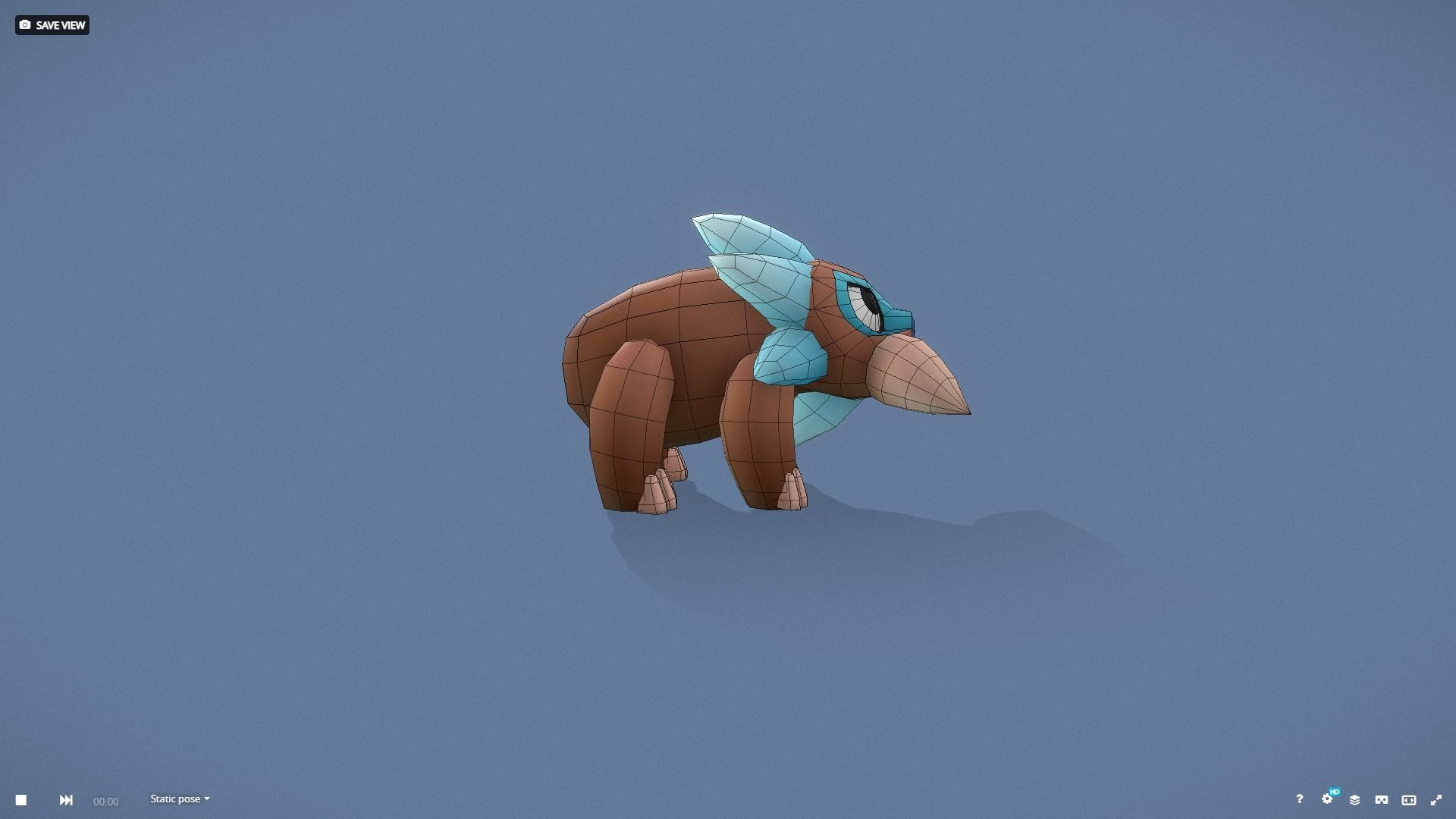 Cartoon Characters - Small Mamooth Warrior Low-poly 3D model_11